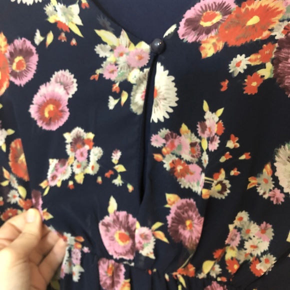 Navy Floral Flowy Dress - Picture 6 of 7